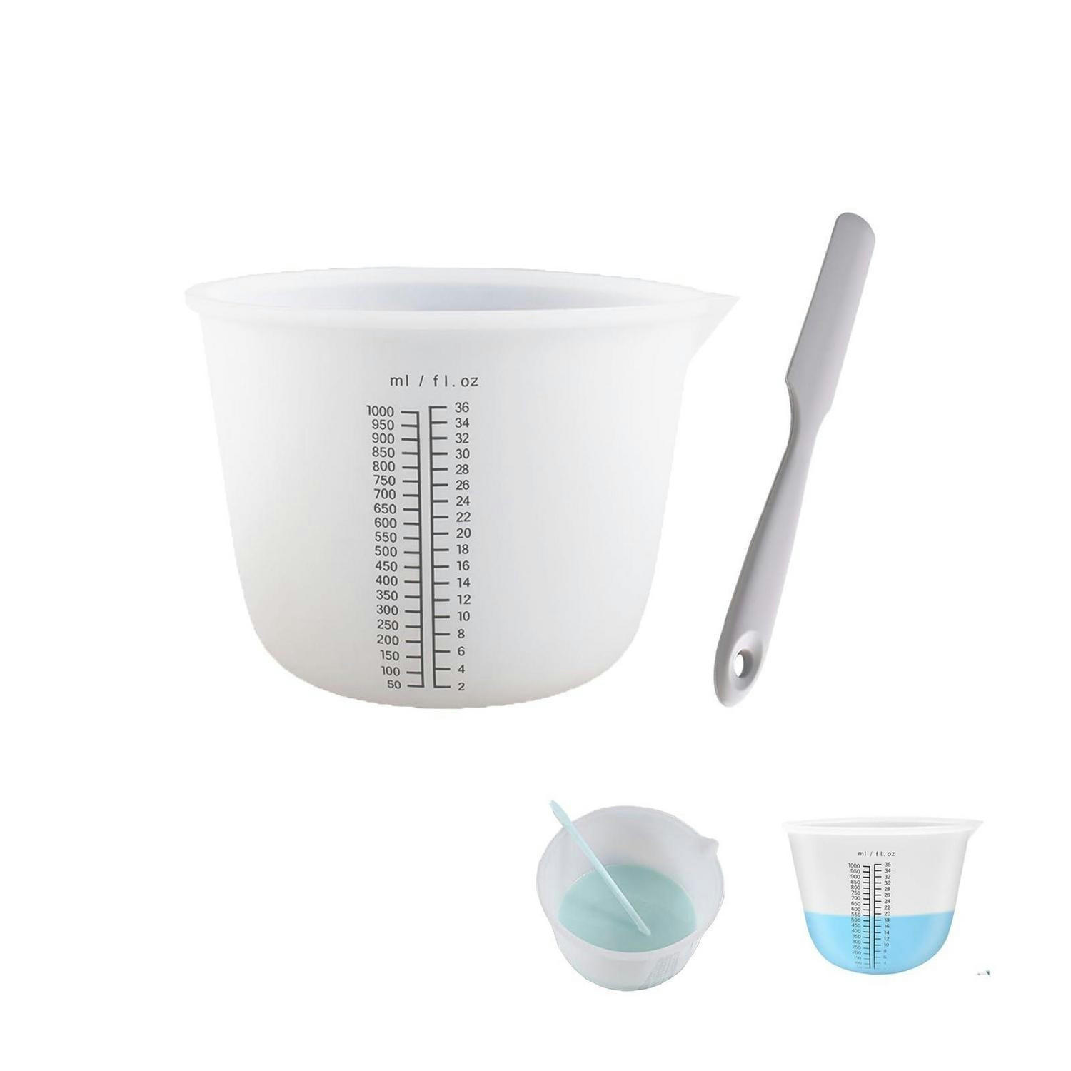 MESSBECHER 1000 ml aus Silikon mit Rührstab - Transparent, Kunststoff (1L)