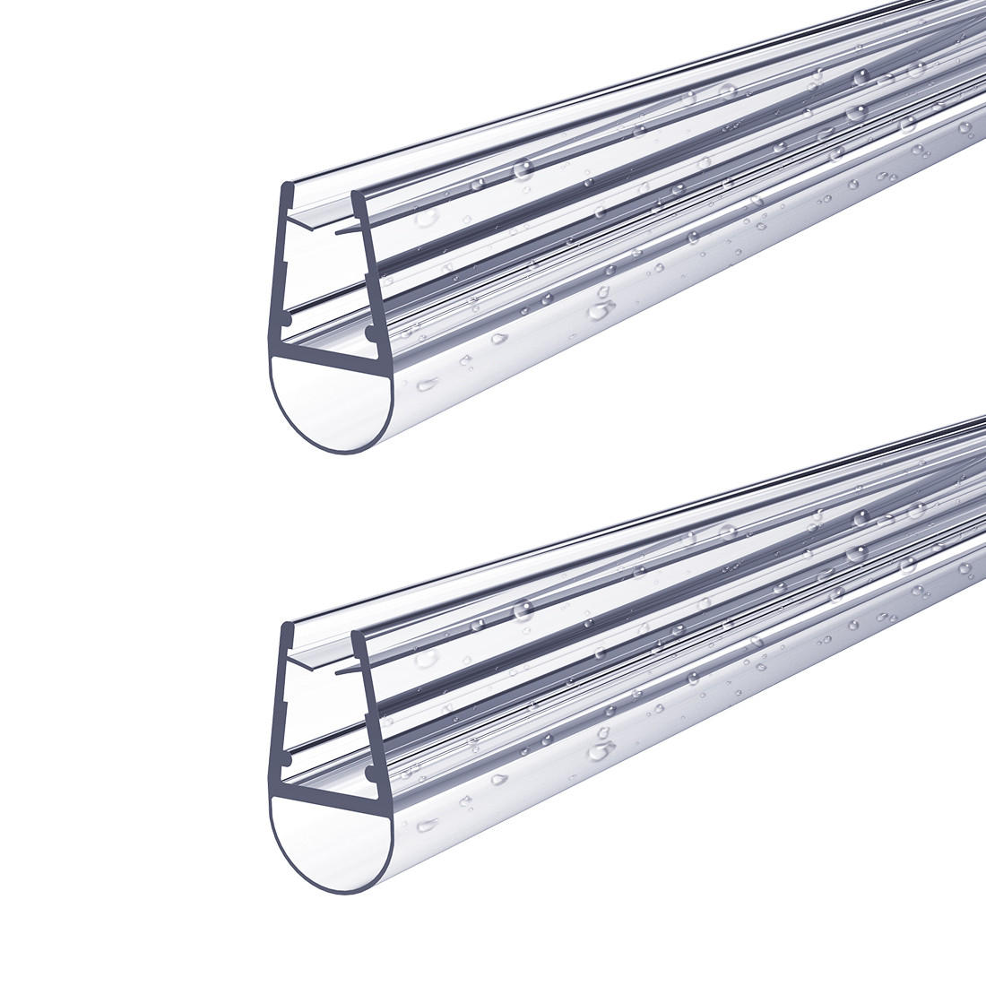 DUSCHDICHTUNG 2 Stück 60 cm für Duschtüren 7–8 mm transparent zuschneidbar - Transparent, Kunststoff (60/2cm) - S'AFIELINA