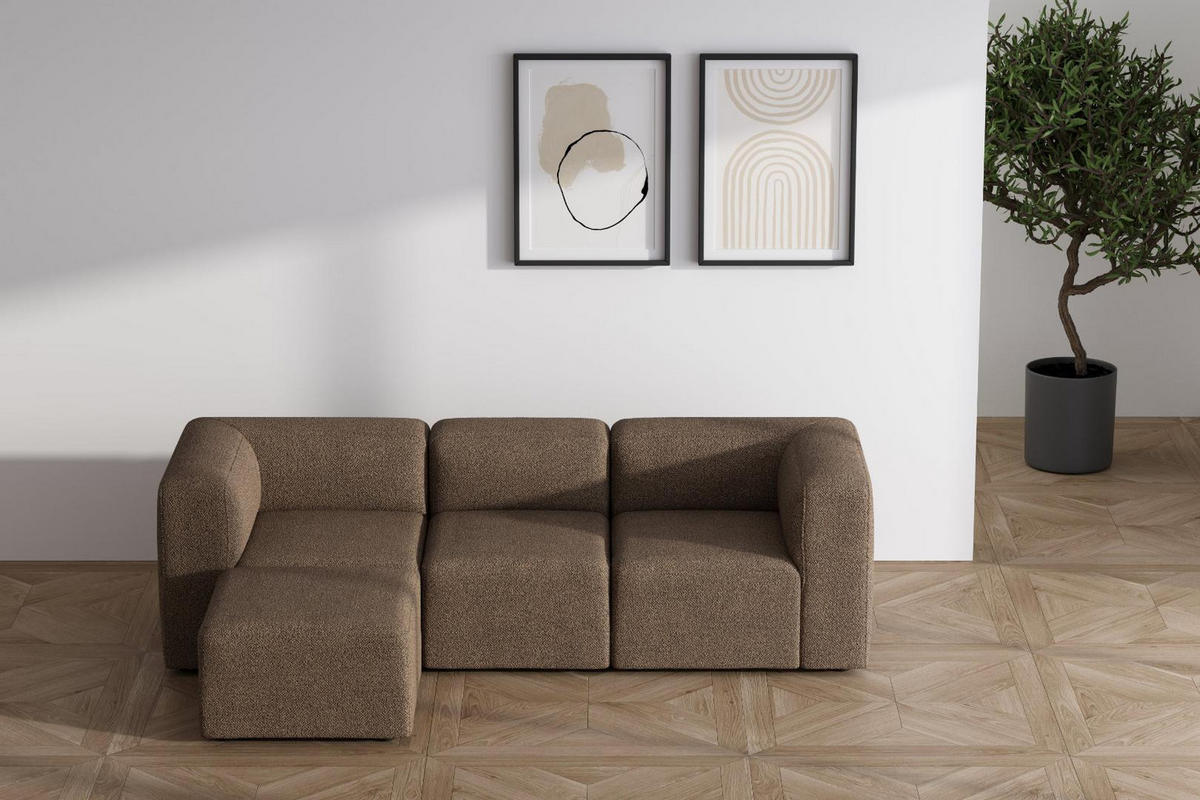 CHAISELONGSOFA Cubic Stoff Braun - Braun, Textil (257/64/164cm) - ebuy24