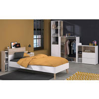 JUGENDZIMMER weiß, Eiche, Komplett-Set 6-teilig mit vielen Fächern - Eichefarben/Weiß, Holzwerkstoff (95/205/206cm) - Parisot Meuble