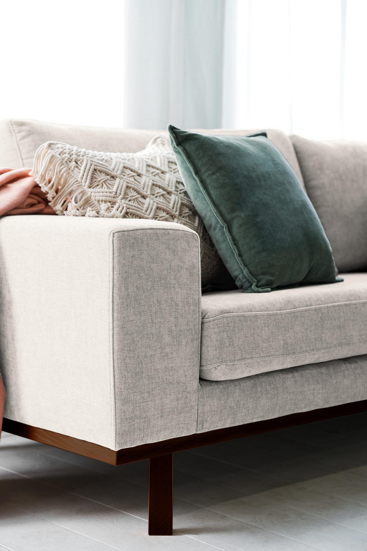 3-SITZER SOFA - Buchefarben/Grau, Holz/Buchenholz (237/81/88cm) - home24