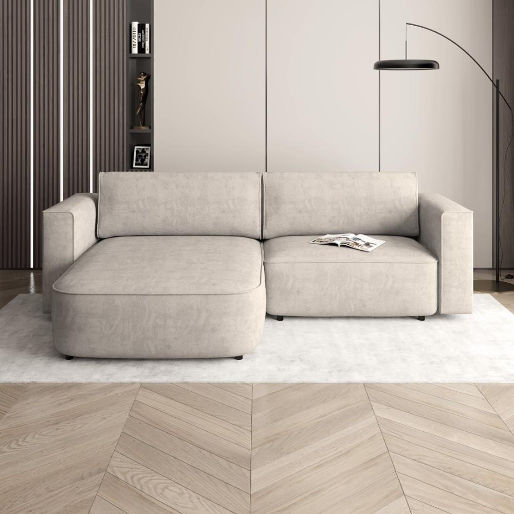 ECKSCHLAFSOFA Carlos beige - Beige/Schwarz, Kunststoff/Textil (265/170cm) - Beautysofa