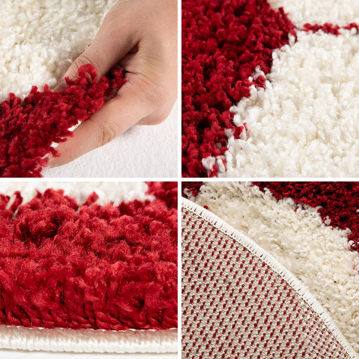 TEPPICH Kinder Hochflor Fußball Motiv Polypropylen Kinderzimmer Rot Rund 100x100 - Rot, Textil (100/100cm) - KADIMA DESIGN