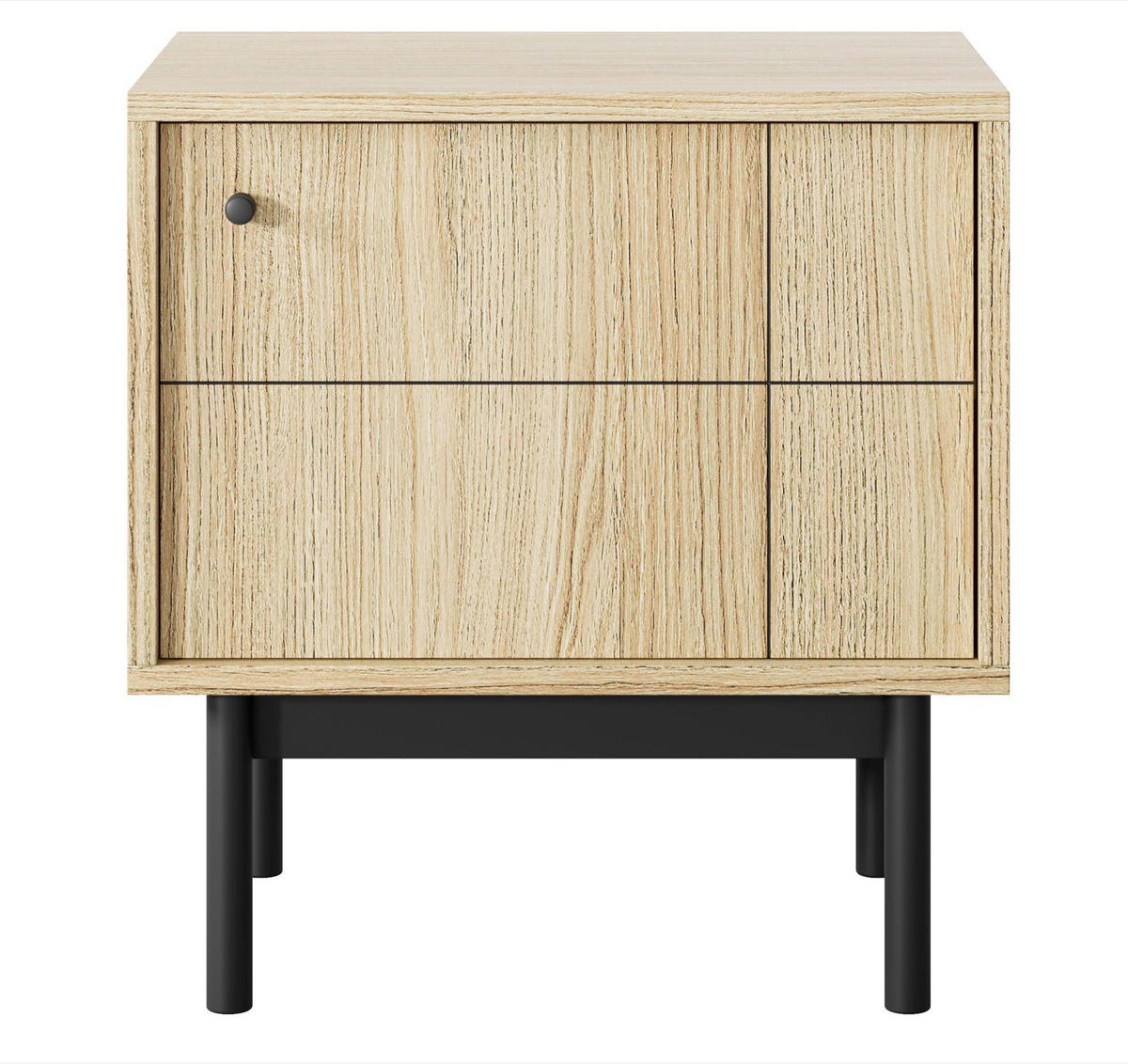 NOČNÝ STOLÍK Japandies dekor duba 54 cm - čierna/farba duba, kov/drevo (54/56.6/39cm) - Selsey