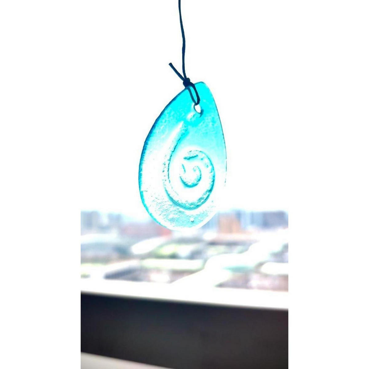 WINDSPIEL Seepferdchen Glas Blau 89 cm - Multicolor, Glas (85.5/11.5/3cm)