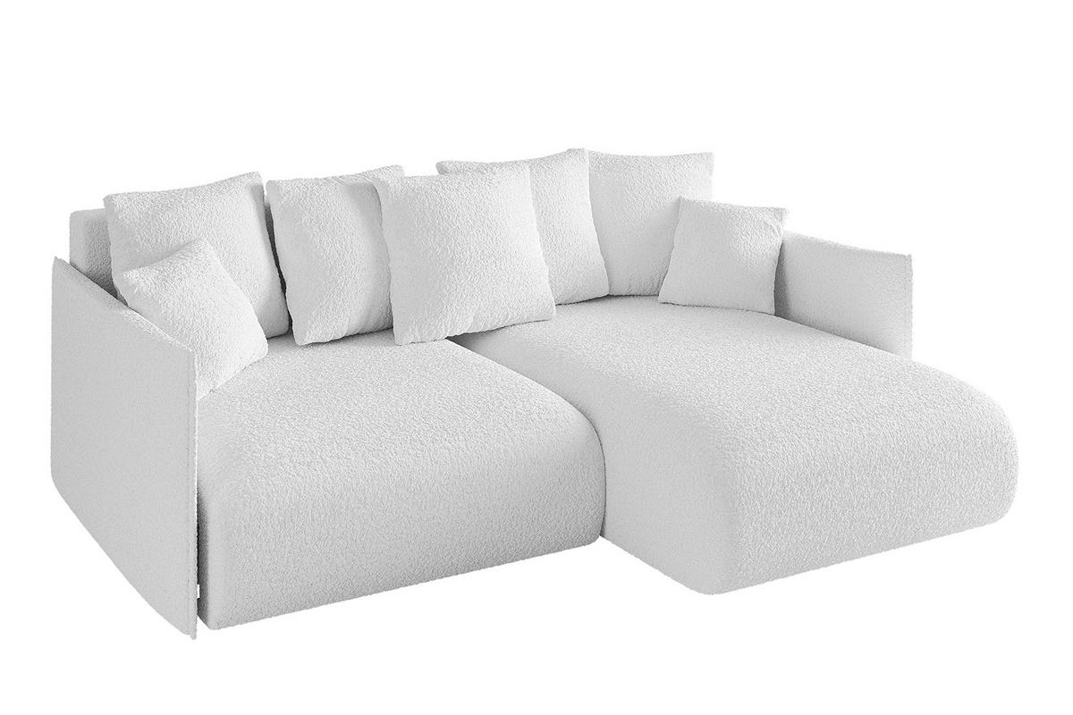 ECKSOFA Ottomane rechts ONESK-L 216x177x72 Weiß Bouclé - Weiß, Holzwerkstoff/Kunststoff (177/216cm) - ALTDECOR