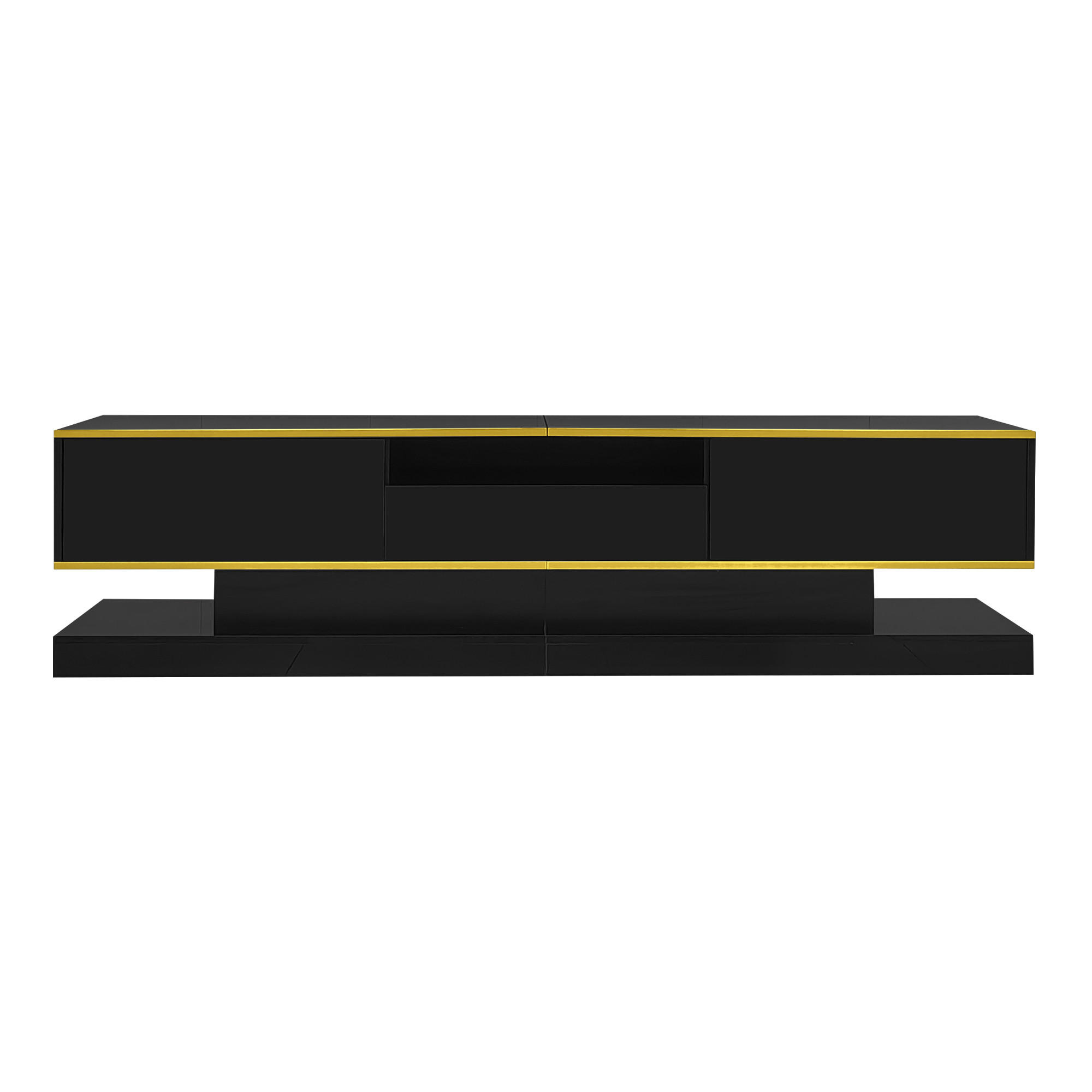 TV-LOWBOARD Schwarz 180/38/45 cm - Schwarz, Holzwerkstoff (180/45/38cm) - PANGIVO