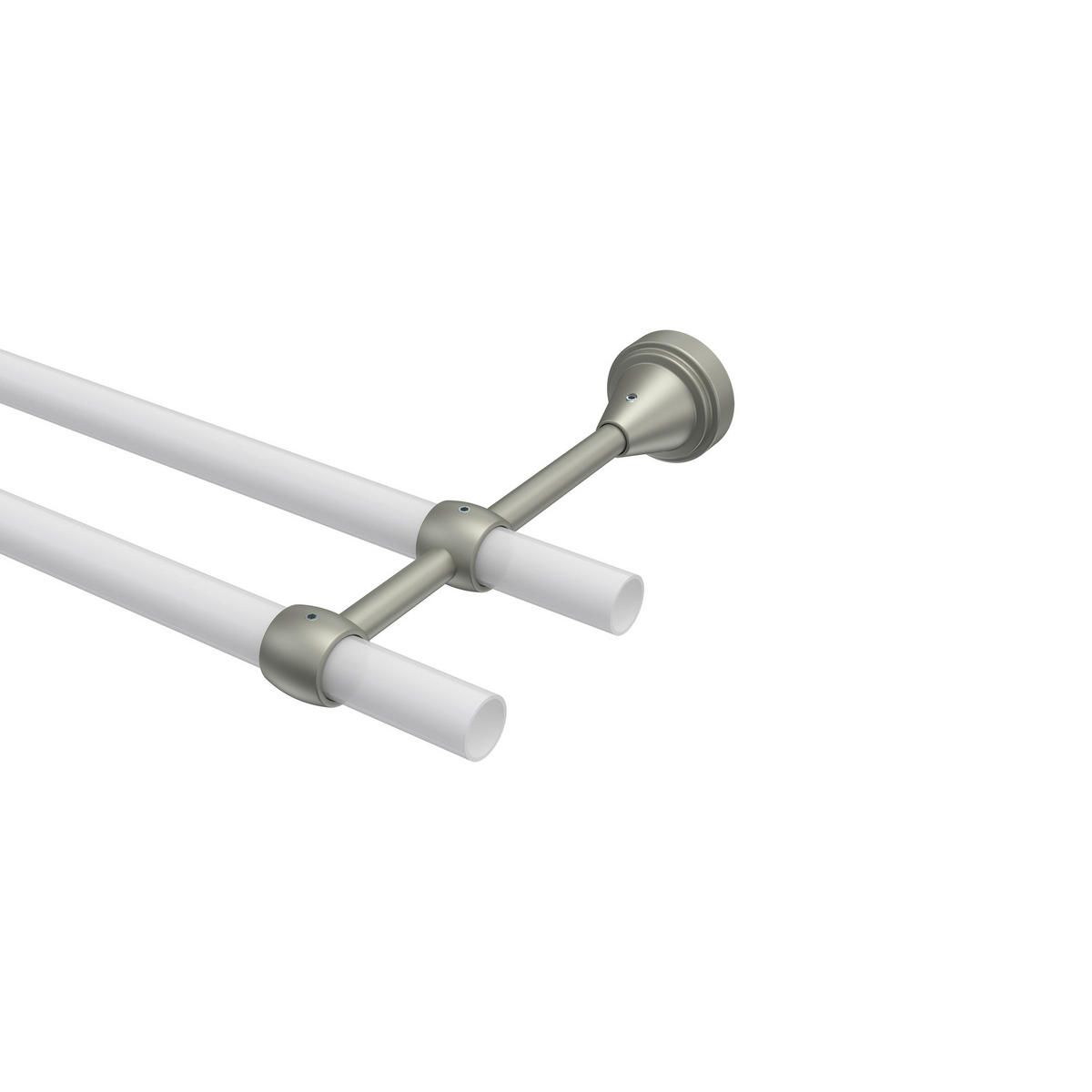 TRÄGER FÜR GARDINENSTANGEN 16 mm Ø, Primus 2-läufig, Chrom matt - Nickelfarben, Metall (19.2/4/4cm) - INTERDECO