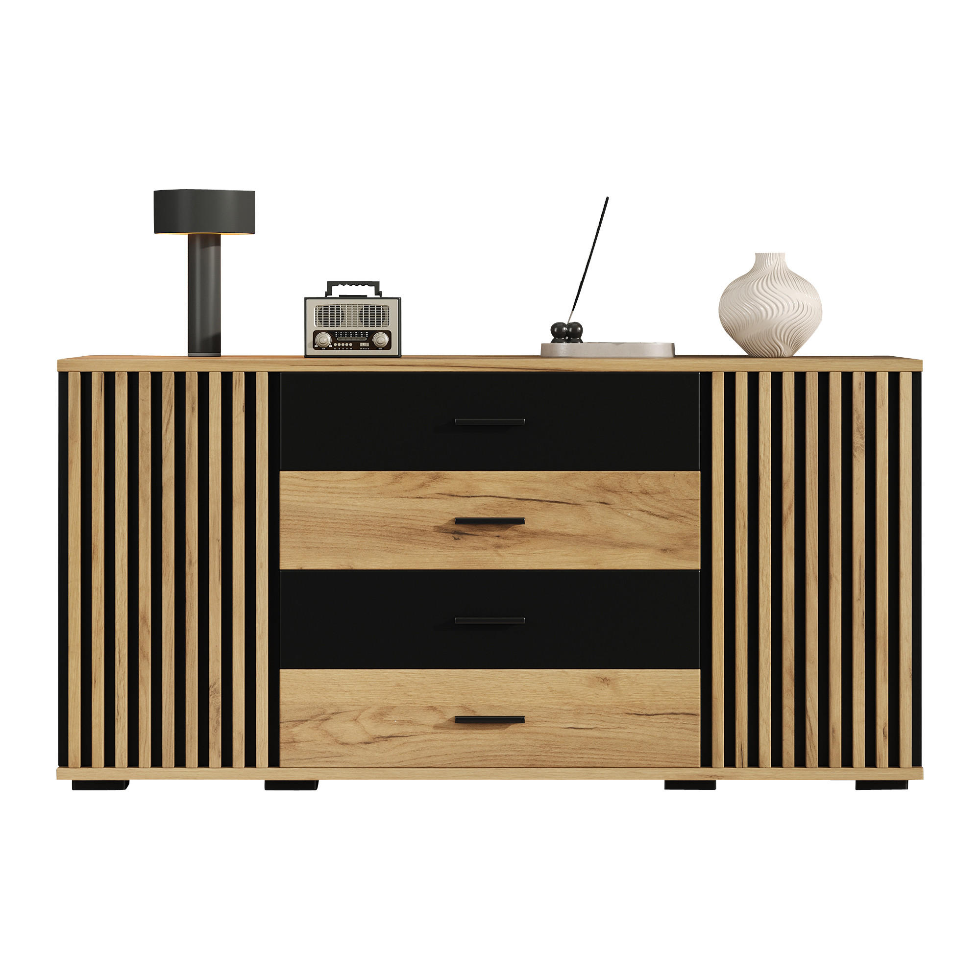 Flieks Sideboard Schwarz 140x70x35 cm