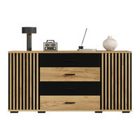 SIDEBOARD 140x35x70cm Eiche Schwarz mit 4 Schubladen - Schwarz, Holzwerkstoff (140/70/35cm) - FLIEKS