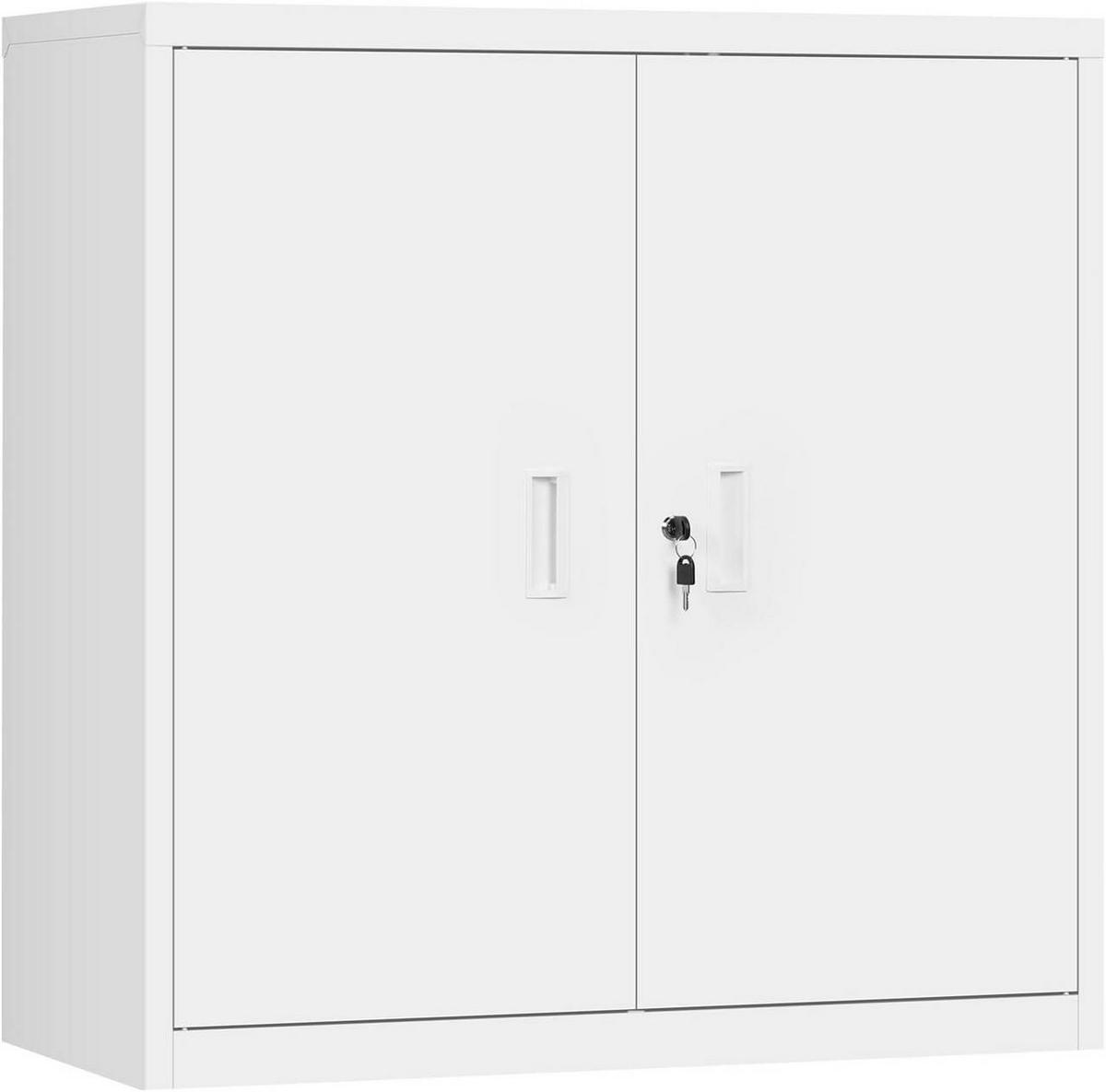 AKTENSCHRANK abschließbar, 90x92x40cm, Metall, Weiß - Weiß, Metall (90/92/40cm) - Woltu