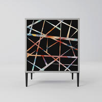 SIDEBOARD POLYGON VERVE, Grau, 57,5x42x72,5 cm, Schwarze Metallfüße - Multicolor/Schwarz, Holzwerkstoff/Metall (57.5/72.5/42cm) - SpaceRebels