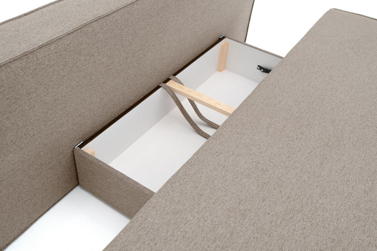 SCHLAFSOFA Mit Bettkasten NOMI, Stoff Faro, Dunkelbeige - Beige, Holz (200/82/100cm) - Kaiser Möbel