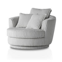 BIG-SESSEL Relaxsessel Mega Cord hell grau Ø 120 cm 360° drehbar, inklusive 3x Kissen - Hellgrau/Grau, Holz/Textil (120/86/120cm) - Furn.Design