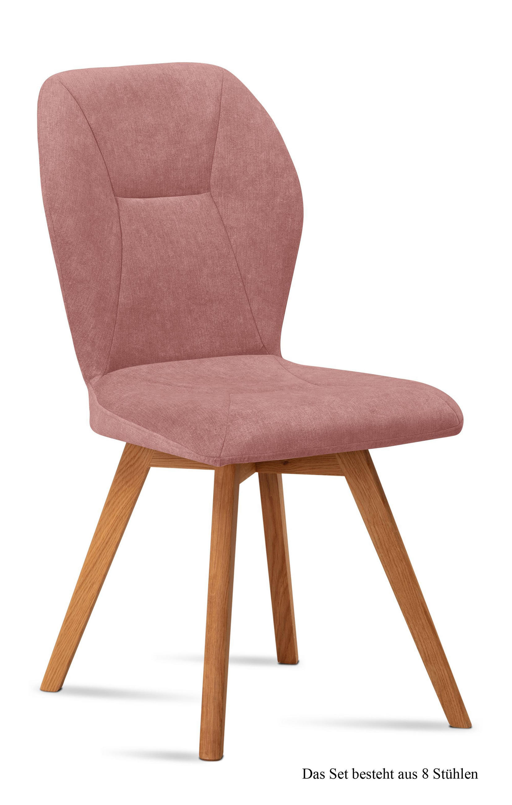 ESSZIMMERSTUHL (8er-Set) Donia 51x92x60 Eiche geölt/Rosewood - Eichefarben/Dunkelrosa, Kunststoff (60/92/51cm) - 58aufmkessel