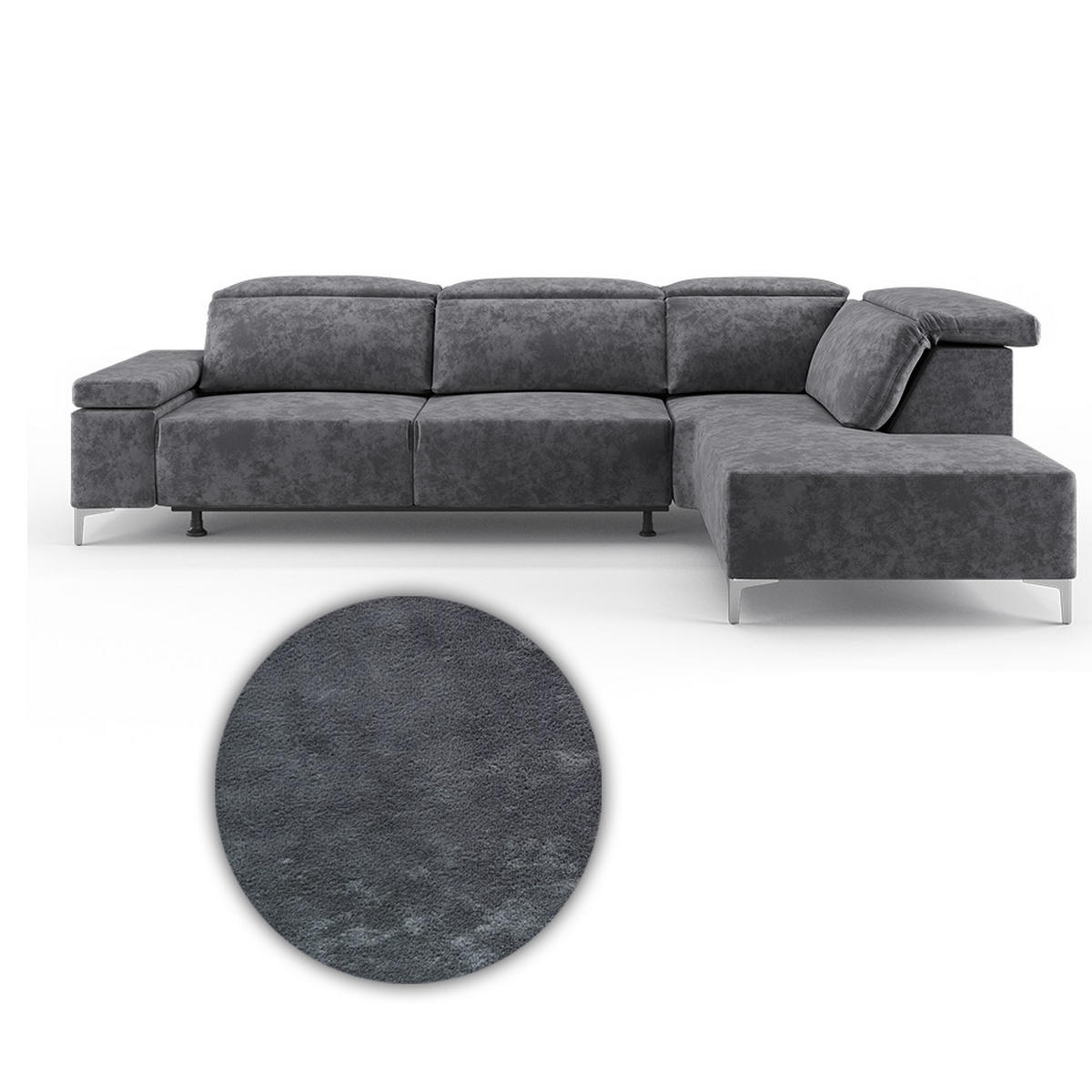 SOFA L FORM James Anthrazit 218 x 301 cm Rechte Ecke - Anthrazit, Holz (218/301cm) - VitaliSpa