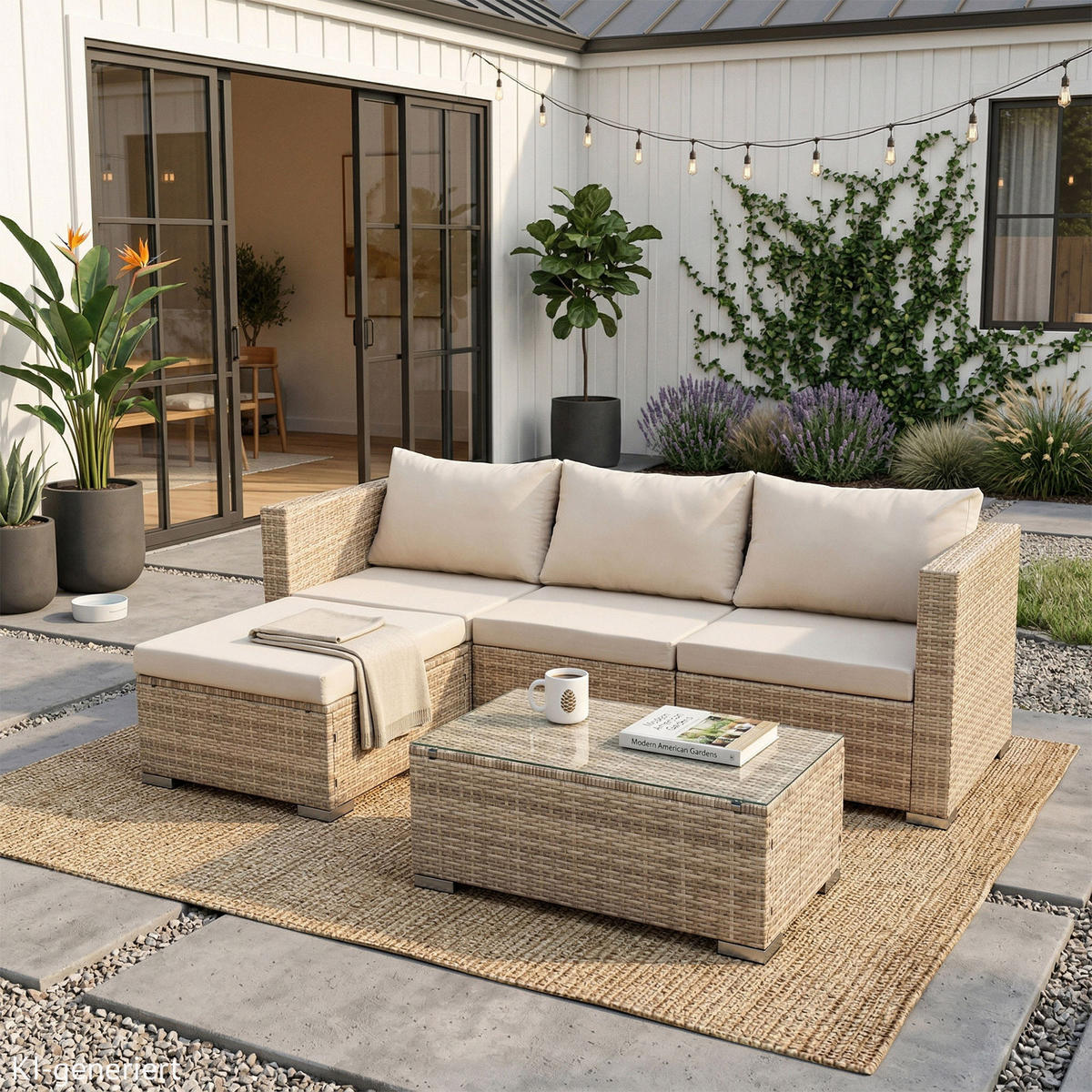 GARTENLOUNGE Queens Polyrattan Beige - Beige/Creme, Kunststoff - SVITA