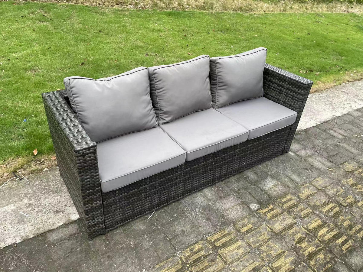 GARTENMÖBELSET mit Esstisch,Stuhl 9-Sitzer Grau - Dunkelgrau/Grau, Glas/Kunststoff - Fimous