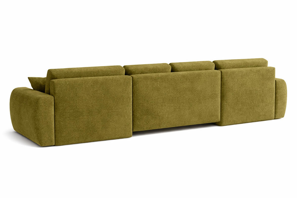 ECKSOFA Mit Schlaffunktion Und Bettkasten U-Form Ivo U, Veloursstoff Salvador, Olive - Olivgrün, Holz (342/142cm) - Kaiser Möbel