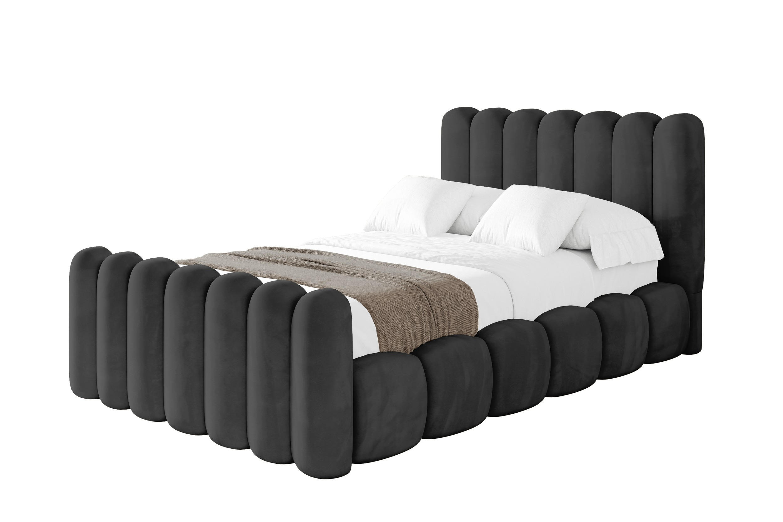 POLSTERBETT mit Bettkasten, Fußteil und Lattenrost, Boxbett ohne Matratze - SENA-Z 120x200 Schwarz - Schwarz, Holzwerkstoff/Textil (120/200cm) - ALTDECOR