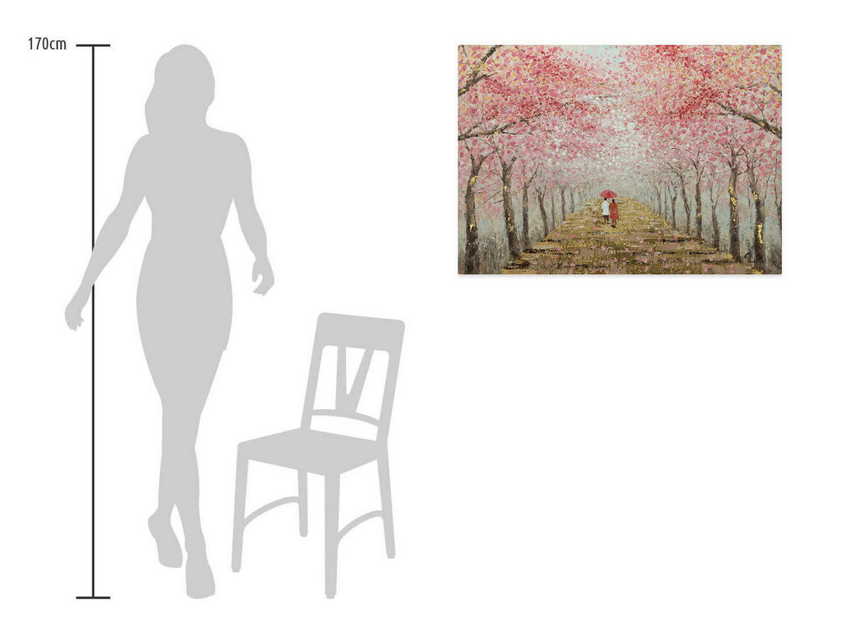 ÖLGEMÄLDE 100/70 cm - Pink/Braun, Holz/Textil (1.9/70cm) - KUNSTLOFT