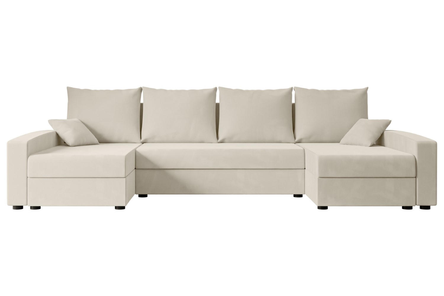 WOHNLANDSCHAFT mit Schlaffunktion und Bettkasten ALESIA-U 301x140x90 cm Beige Velours - Beige/Silberfarben, Holzwerkstoff/Kunststoff (301/90/140cm) - ALTDECOR
