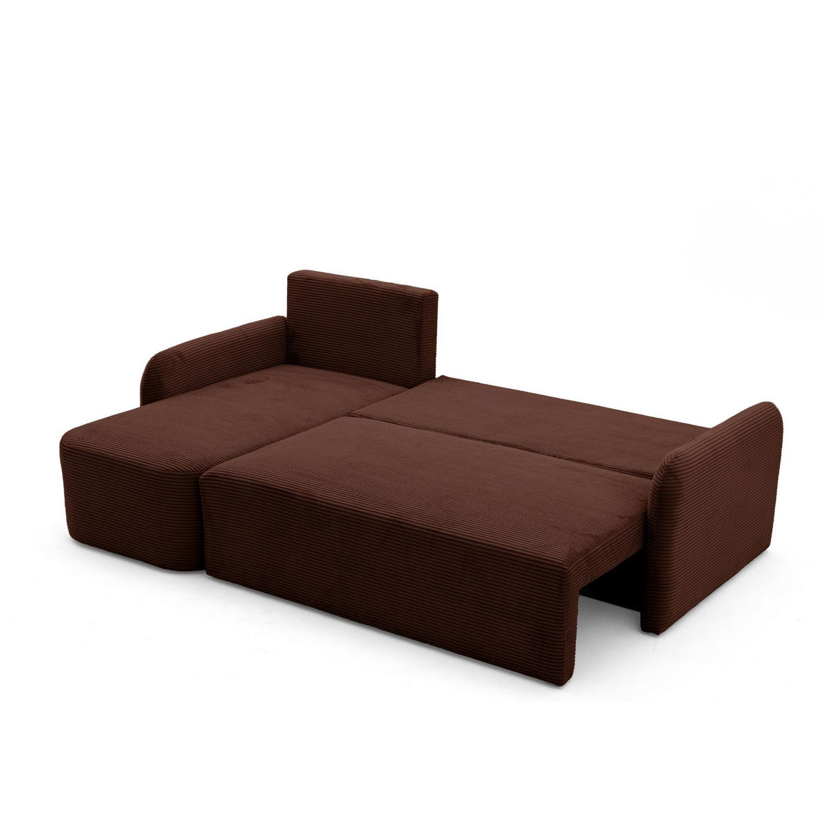 ECKSOFA CASPER L Links mit Schlaffunktion 132x198 Cord Dunkelbraun - Dunkelbraun/Schwarz, Holz/Kunststoff (217/145cm) - NACANAPA