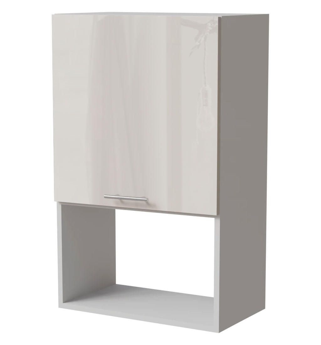 MIKROWELLENUMBAUSCHRANK Brerra W4MK/60 Weiß / RAL 9001 creme Hochglanz 60 /32,5 / 96cm - Creme/Weiß, Holz/Holzwerkstoff (60/96/32.5cm) - Feldmann-Wohnen