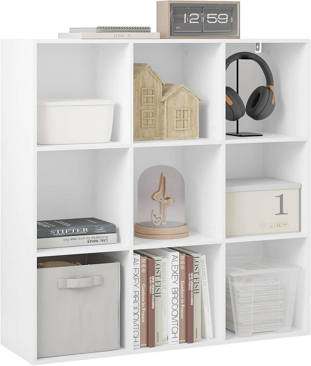 REGAL Bücherregal mit 9 Fächern, Standregal, Weiß - Weiß, Holzwerkstoff (94/93/29.5cm) - Woltu