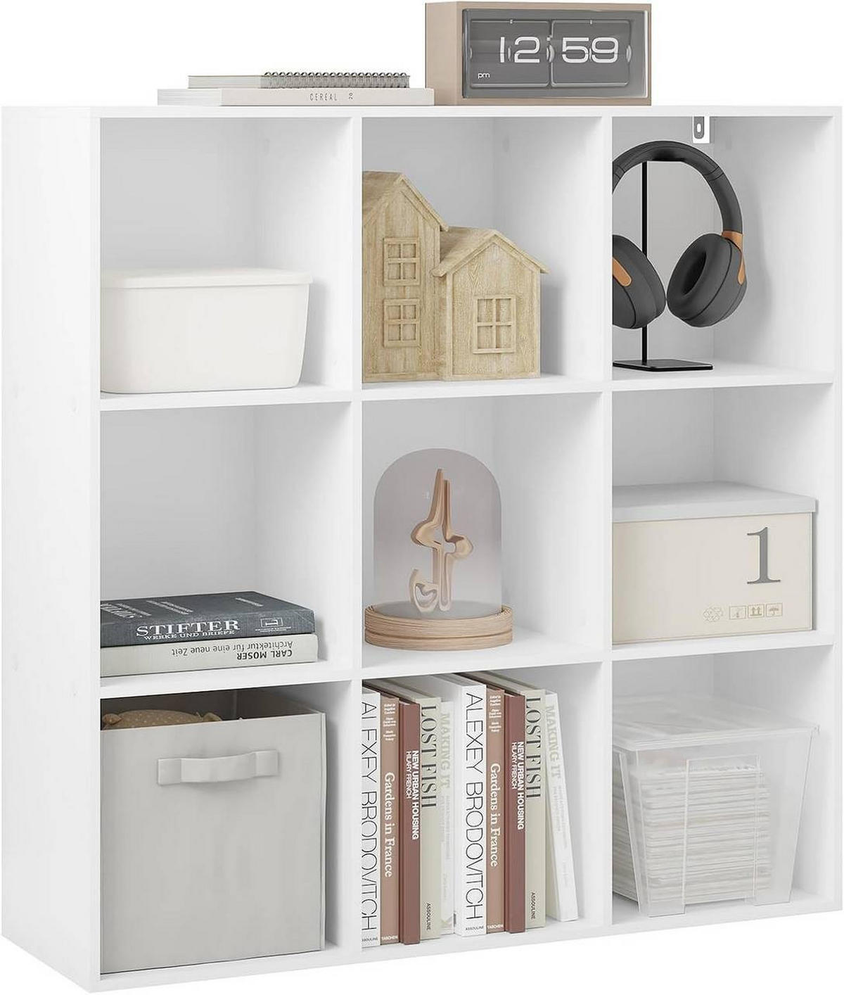 REGAL Bücherregal mit 9 Fächern, Standregal, Weiß - Weiß, Holzwerkstoff (94/93/29.5cm) - Woltu