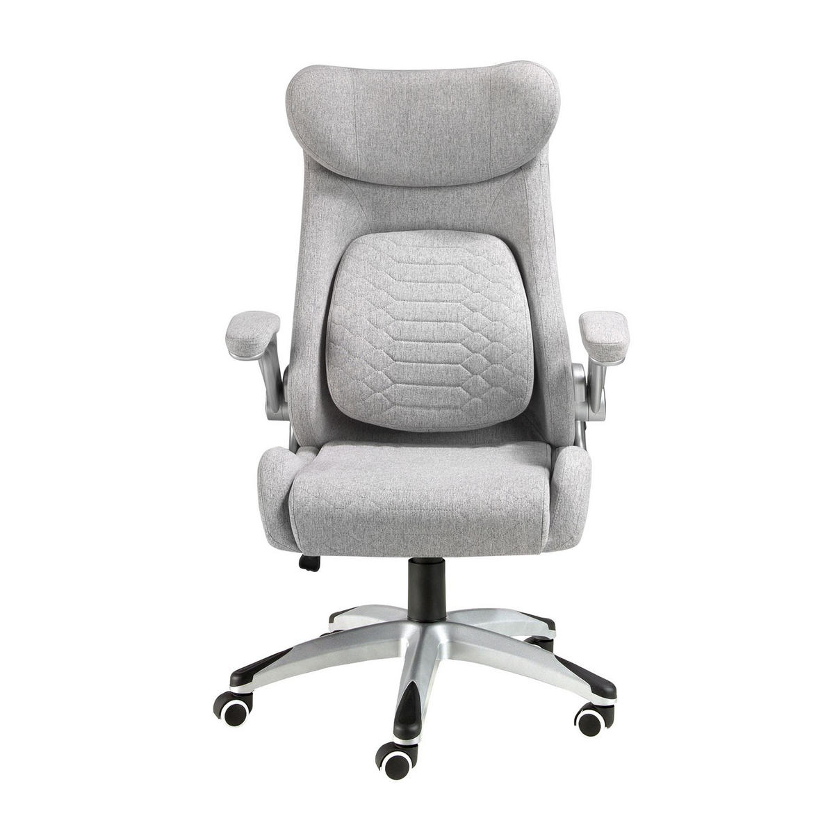 CHEFSESSEL Drehbarer Bürostuhl aus grauem Stoff 73/69/114 cm - Silberfarben/Grau, Kunststoff/Textil (73/114/69cm) - ANGEL CERDA