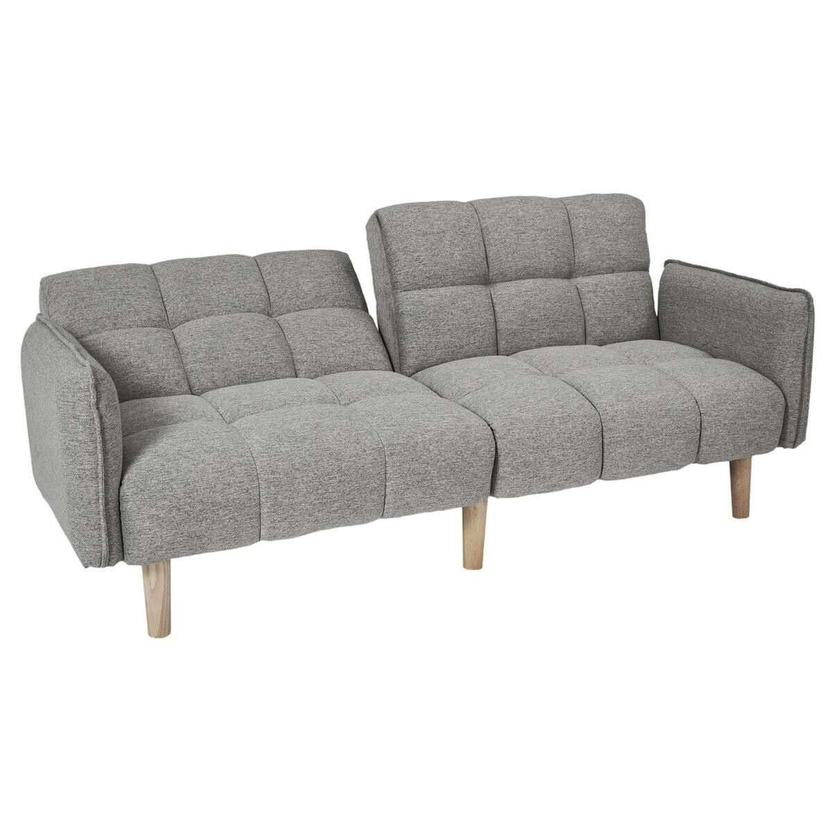 SCHLAFSOFA aus grauem Stoff B195 cm – DREAM - Grau, Textil (91/83/195cm) - Calicosy