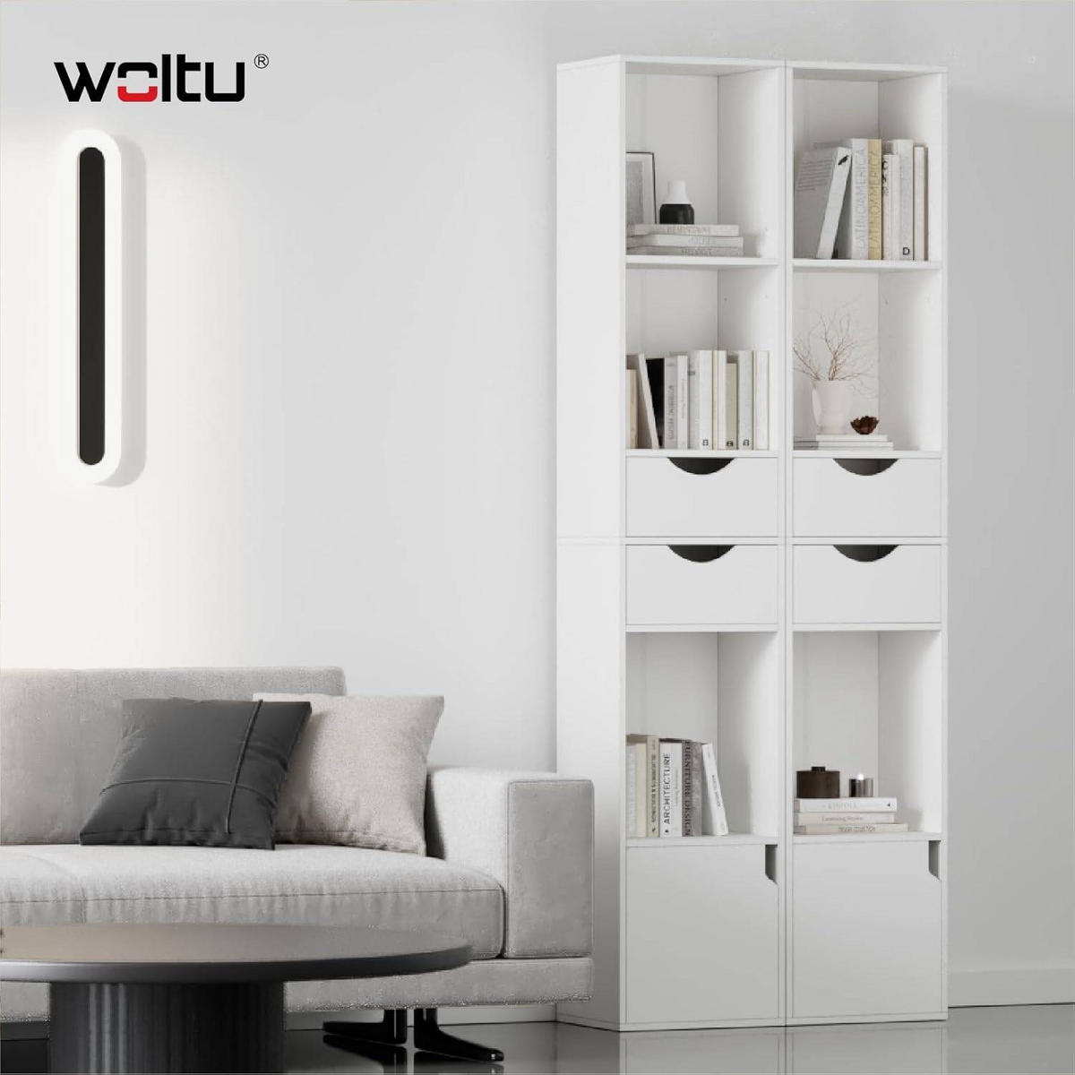 BÜCHERREGAL 30x158x24 cm, Weiß - Weiß, Holzwerkstoff (30/158/24cm) - Woltu