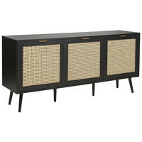 SIDEBOARD Schwarz Opoco - Beige/Schwarz, Holzwerkstoff (150/71/40cm) - Beliani