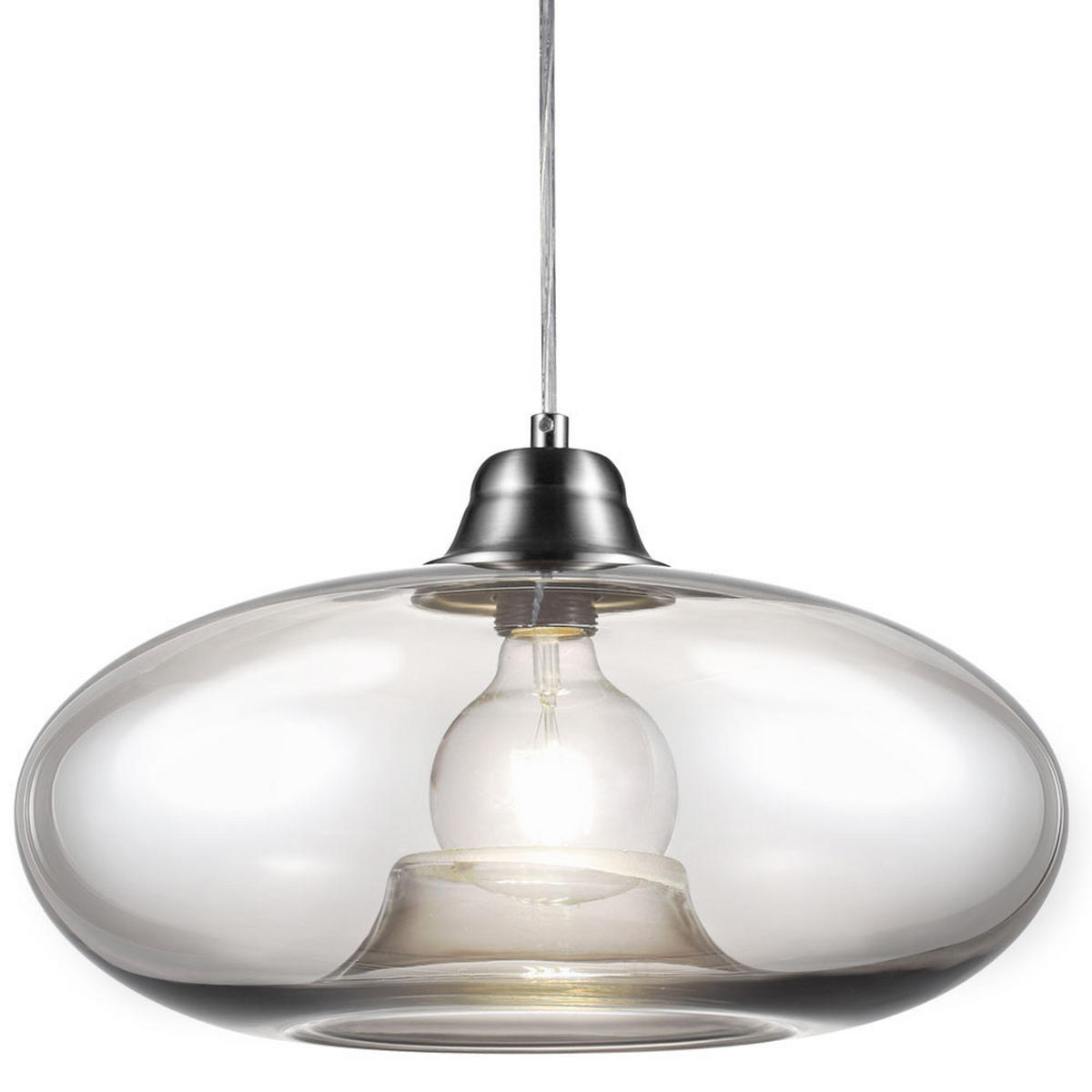 LED HÄNGELEUCHTE LILLE Metall Grau - Grau, Glas (40/40/150cm) - Nowa