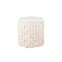 SITZHOCKER RHONE, Stoff, mit Textilbezug, mit Stauraum, Creme, Ø 40 x 45 cm - Beige/Creme, Textil (40/45/40cm) - KADIMA DESIGN
