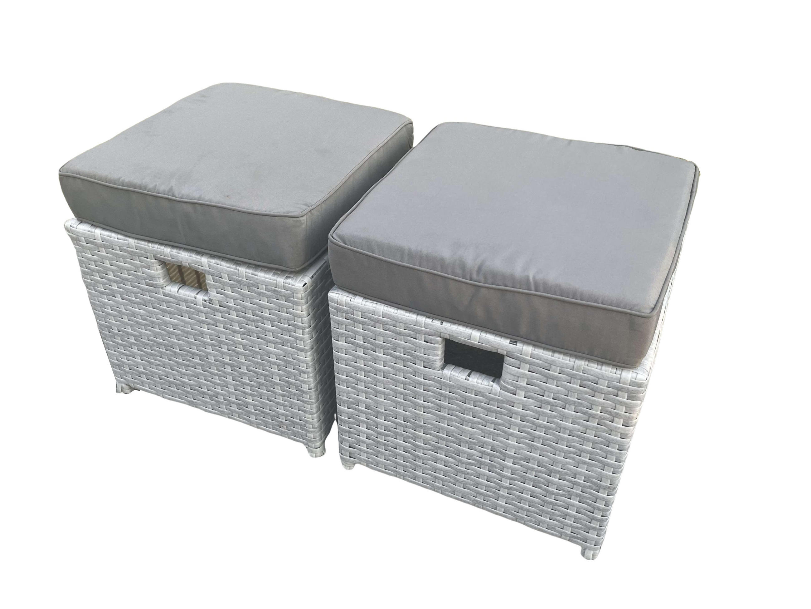 HOCKER Polyrattan Helles Grau 2-teilige - Hellgrau, Metall (177/34/65cm) - Fimous
