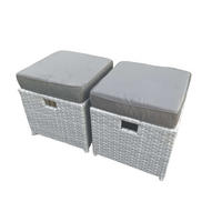 HOCKER Polyrattan Helles Grau 2-teilige - Hellgrau, Metall (177/34/65cm) - Fimous