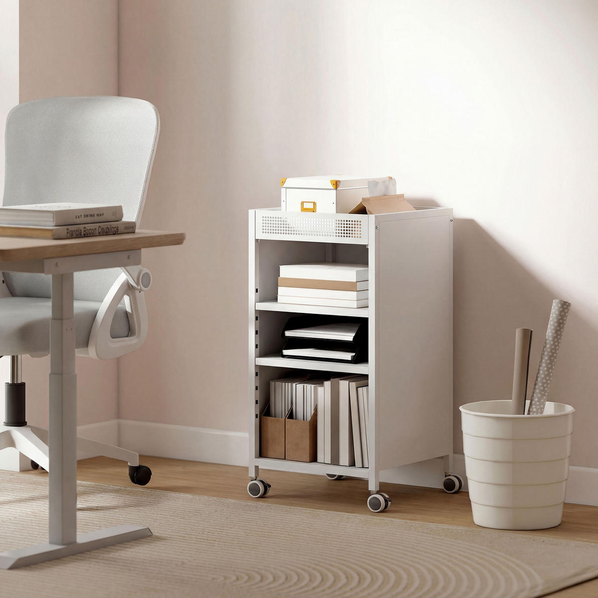 BÜCHERREGAL Metall Kunststoff Weiß - Weiß, Metall (34/69.5/35cm) - HOMCOM