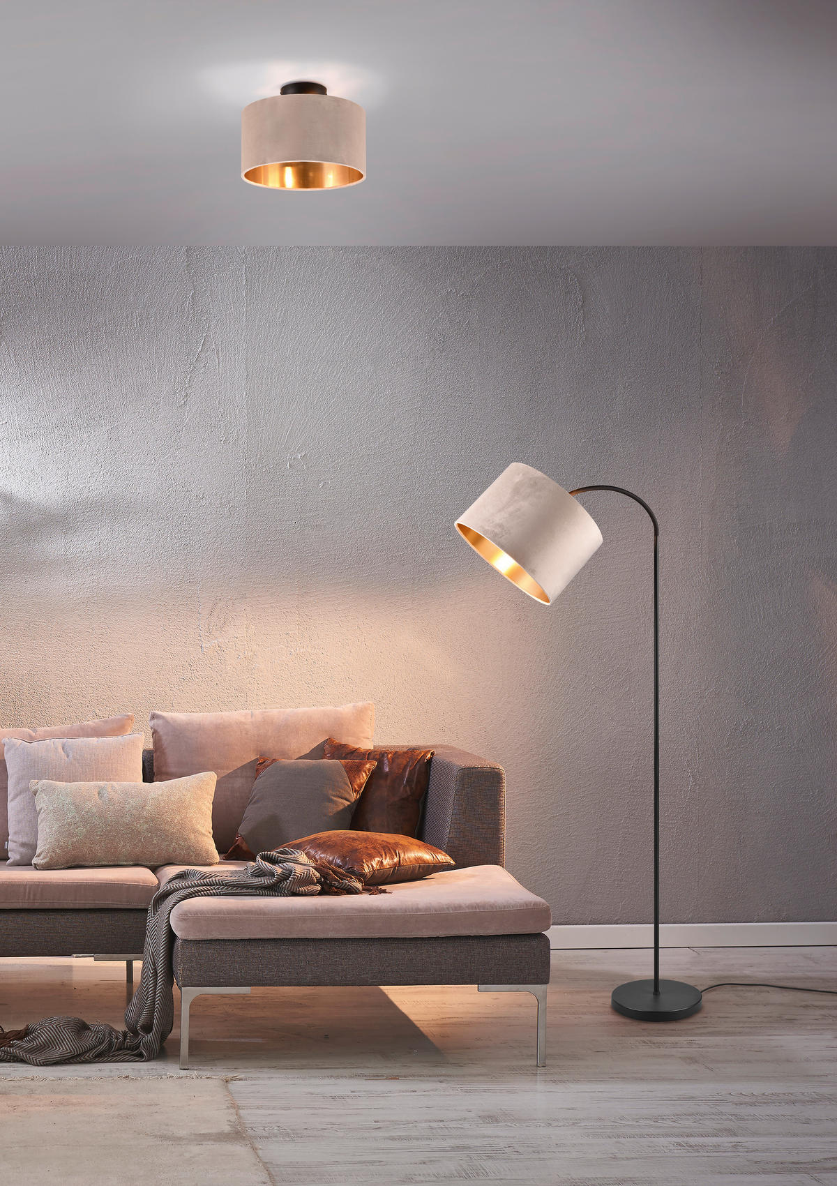 STEHLAMPE JULIETA - Beige - 35/35/156 cm - Beige, Textil (63/63/156cm) - Trio Leuchten