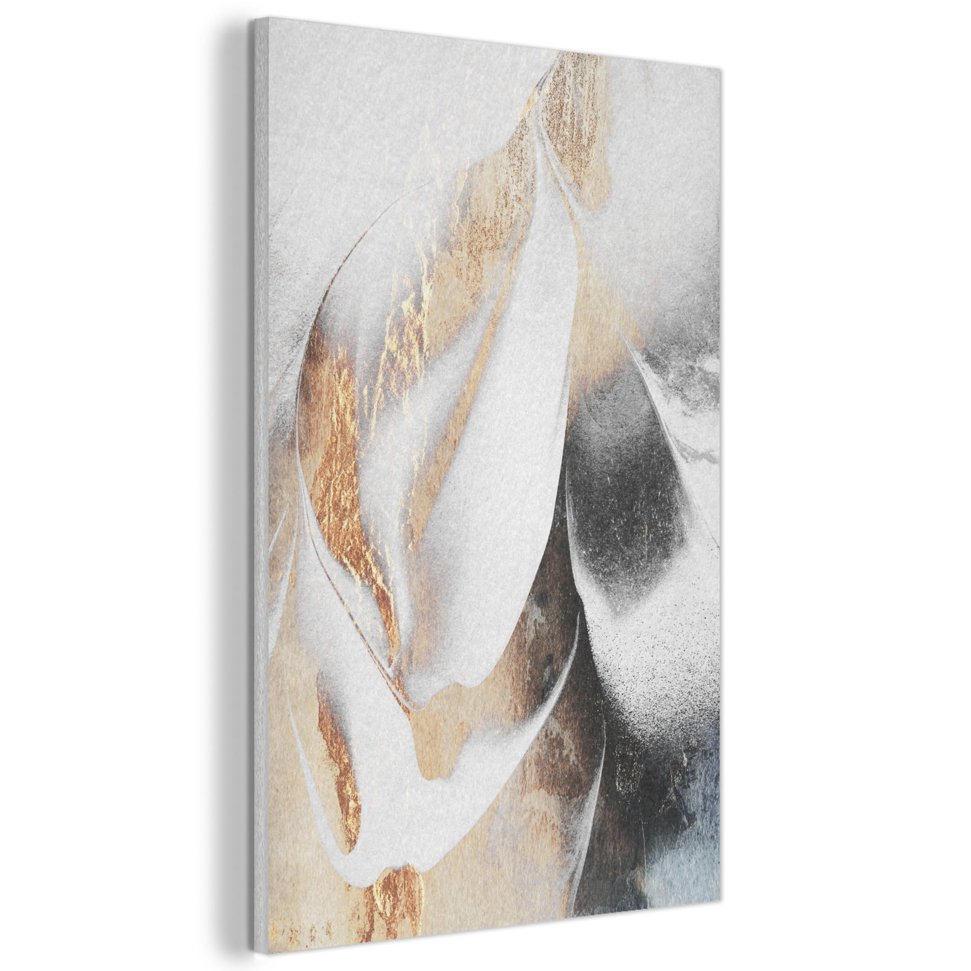 AKUSTIKBILD Luxus - Abstrakt - Gold - Weiß Wanddeko 60x90 cm - Goldfarben, Kunststoff (60/90/0.9cm) - MuchoWow