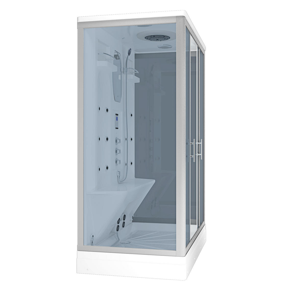 ACQUAVAPORE Dampfdusche Sauna Dusche Duschkabine D27-TH-EA 140x90 cm OHNE 2K Scheiben Versiegelung - Weiß, Glas/Kunststoff (140/90/215cm) - AcquaVapore by Sandra Jentho