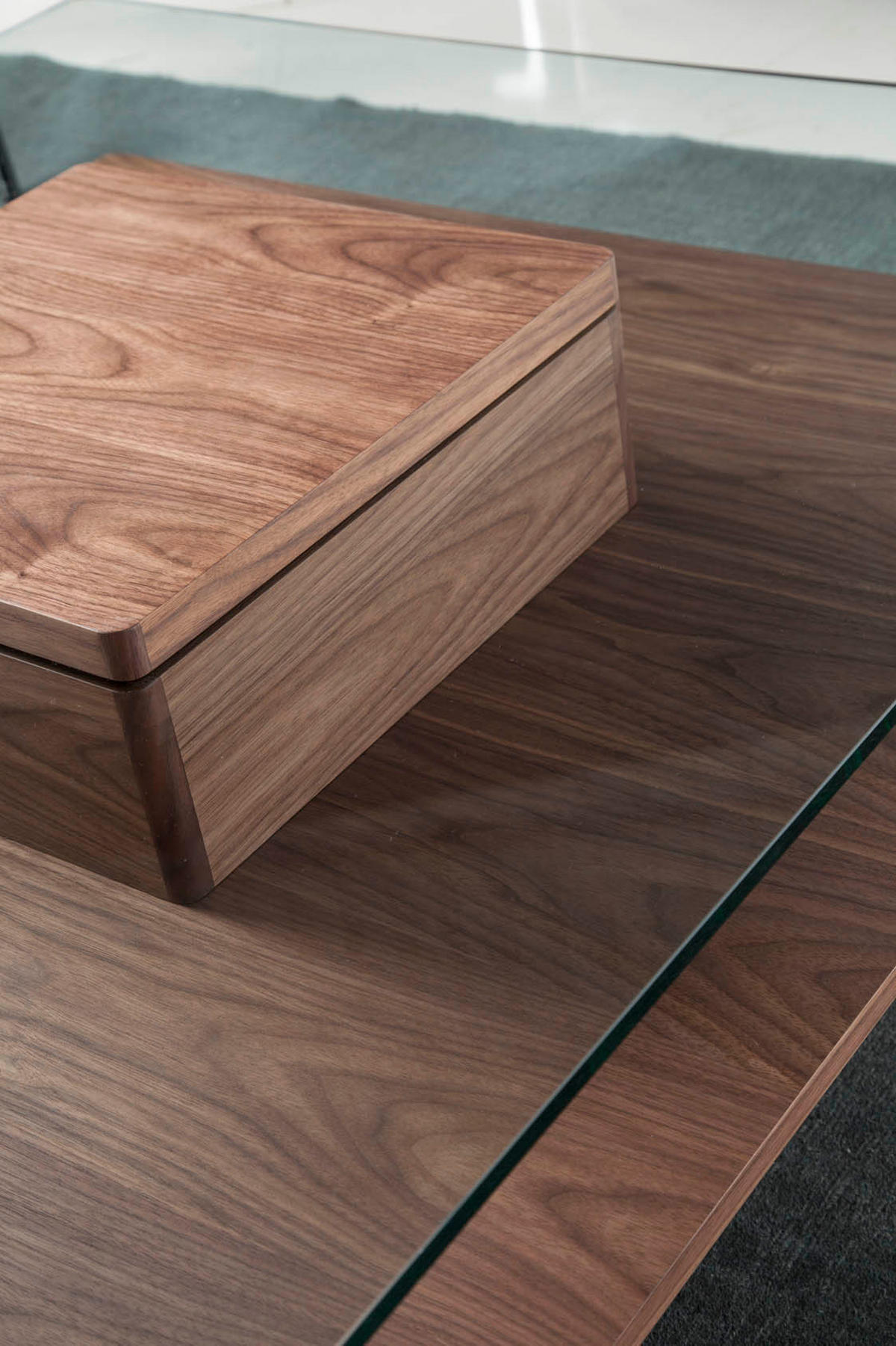 COUCHTISCH Quadratisch Glas , Walnuss 100/100/35 cm - Transparent/Nussbaumfarben, Glas/Holz (100/100/35cm) - ANGEL CERDA