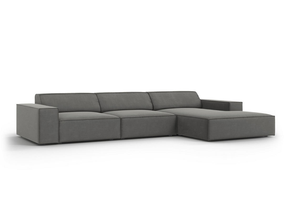 ECKSOFA rechts Jodie aus Samt hellgrau 4 Sitzplätze - Hellgrau, Textil (166/284cm) - Micadoni