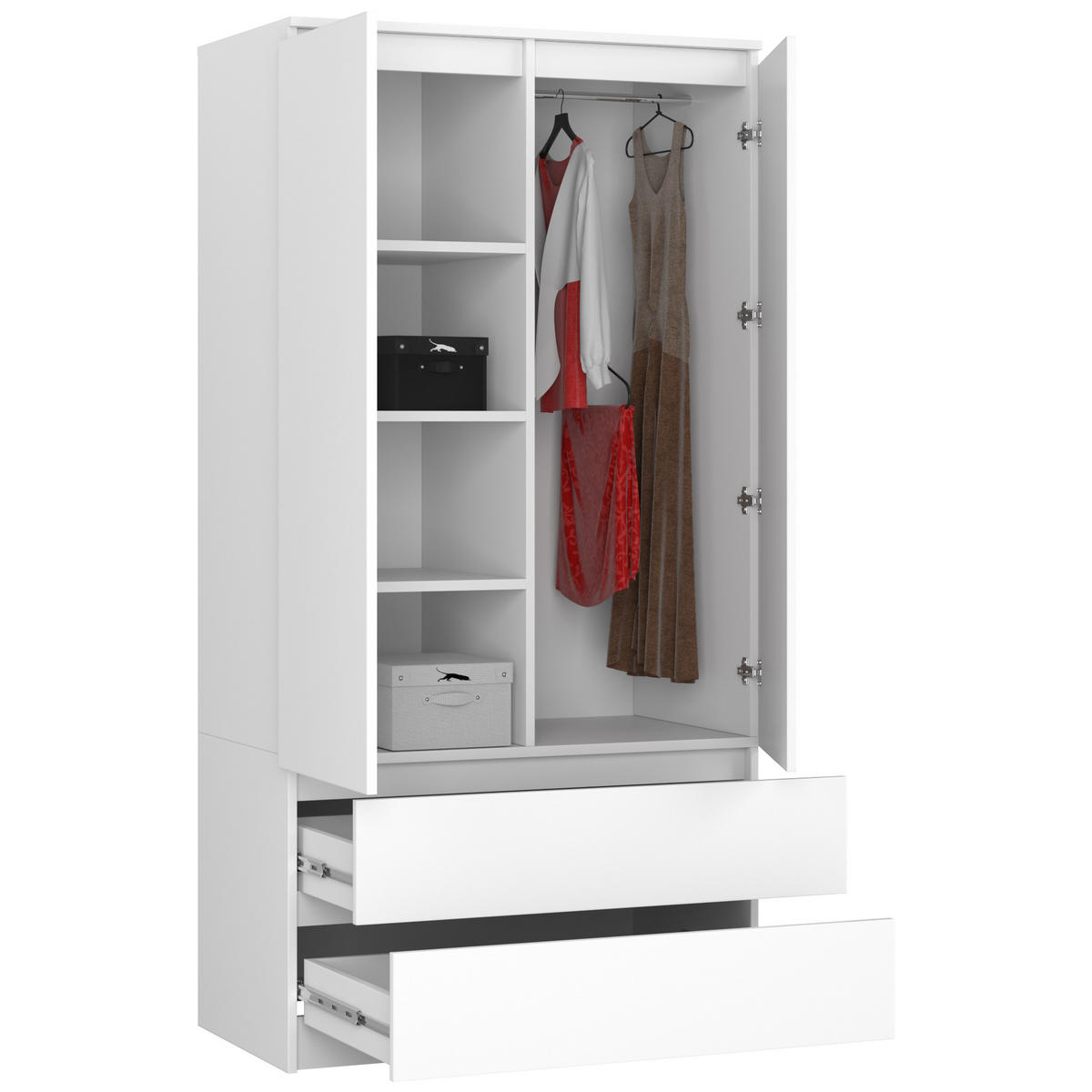 KLEIDERSCHRANK Weiß 180x51x90 cm - Weiß, Holzwerkstoff (180/180/51cm) - Akord