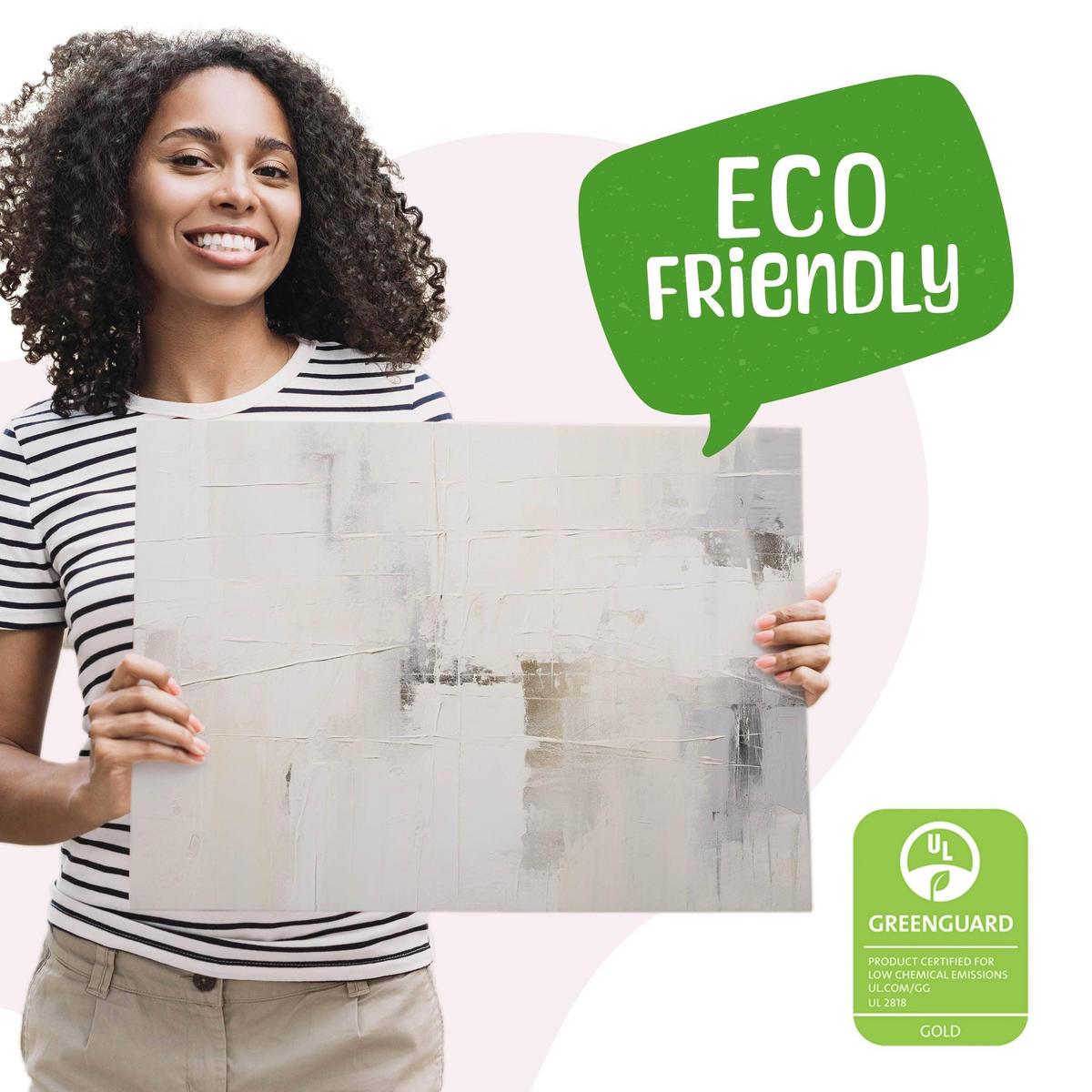 LEINWANDBILD Abstraktion Moderne Muster für Büro 120/80 cm - Beige/Schwarz, Textil (120/80cm) - Muralo