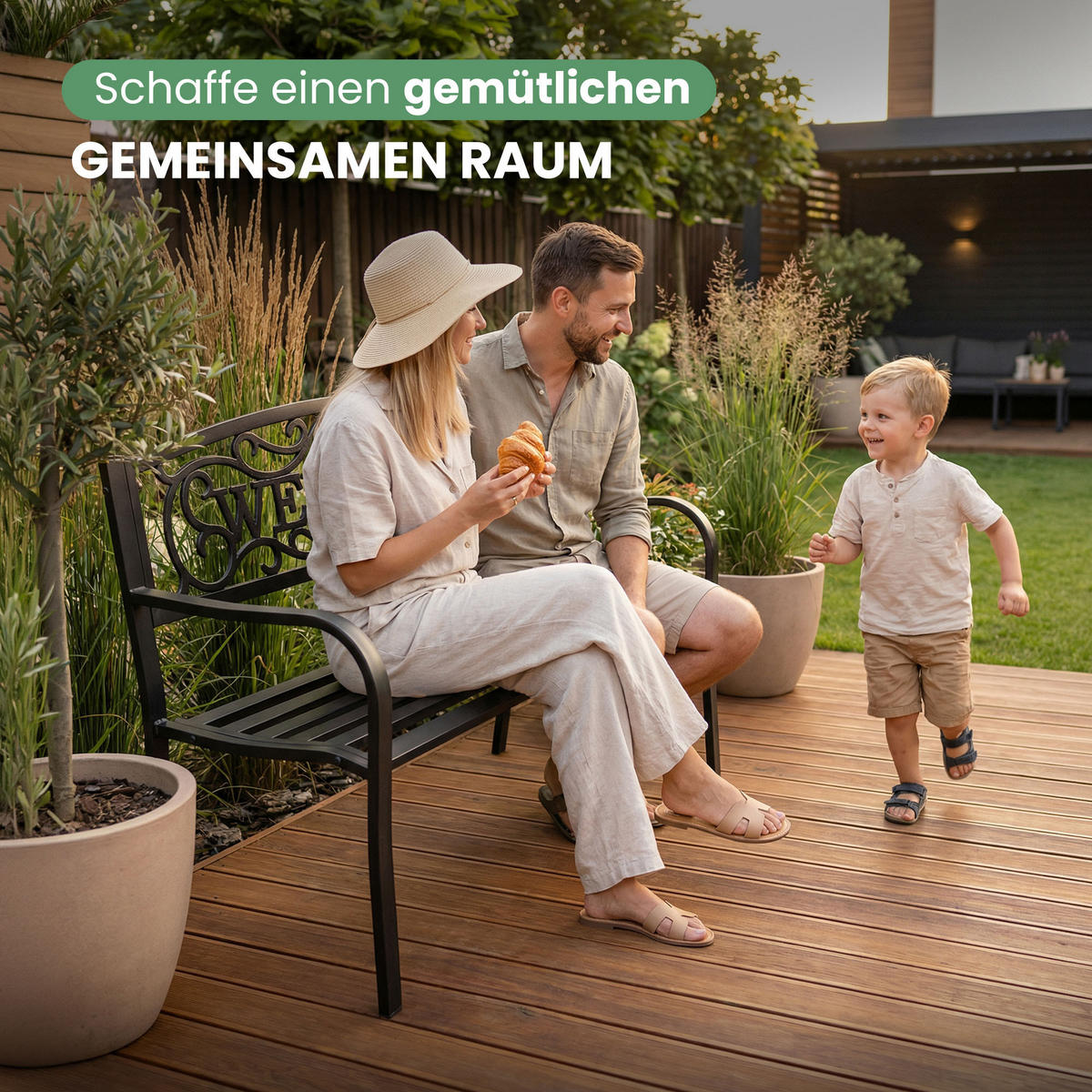 GARTENBANK IRYS Schwarz 127 x 86 x 62 cm - Schwarz, Metall (127/86/62cm) - Akord