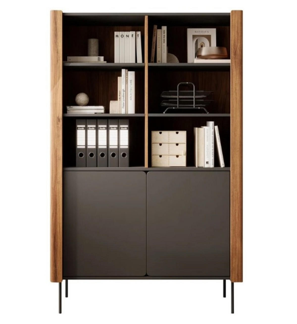 BÜCHERREGAL AVVOLGERE 105x39x167 cm, Regal Nussbaumfarben - Nussbaumfarben, Holzwerkstoff (105/167/39cm) - MASSENO