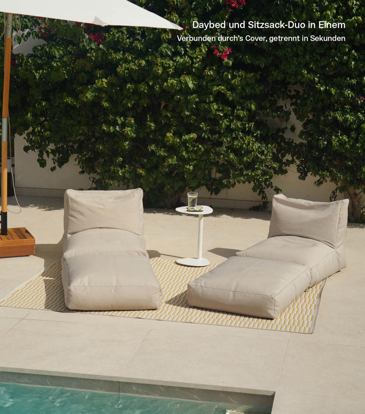 OOUTDOOR-LOUNGE Das Daybed - Beige, Textil (130/55/150cm) - Mokebo