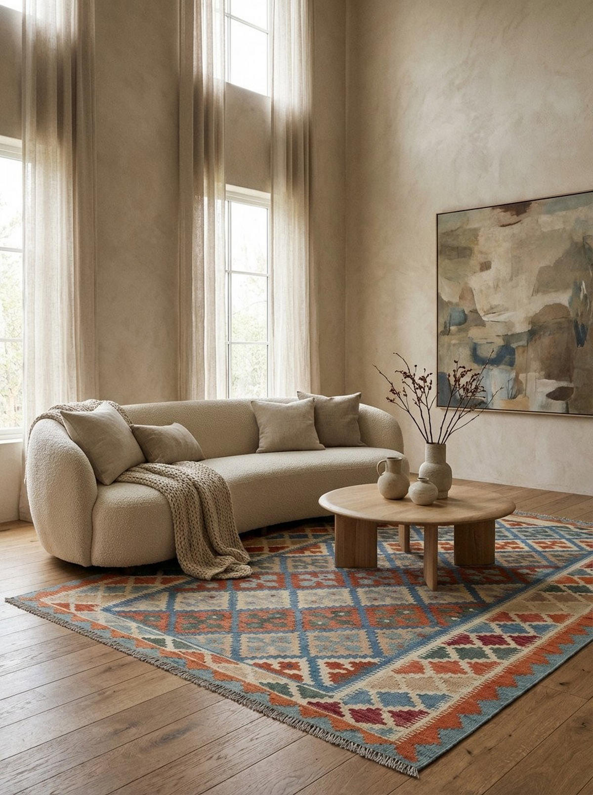 HANDWEBTEPPICH Kelim Gashgai Blau 213/157 cm Schurwolle - Blau, Textil (157/213cm) - Looma